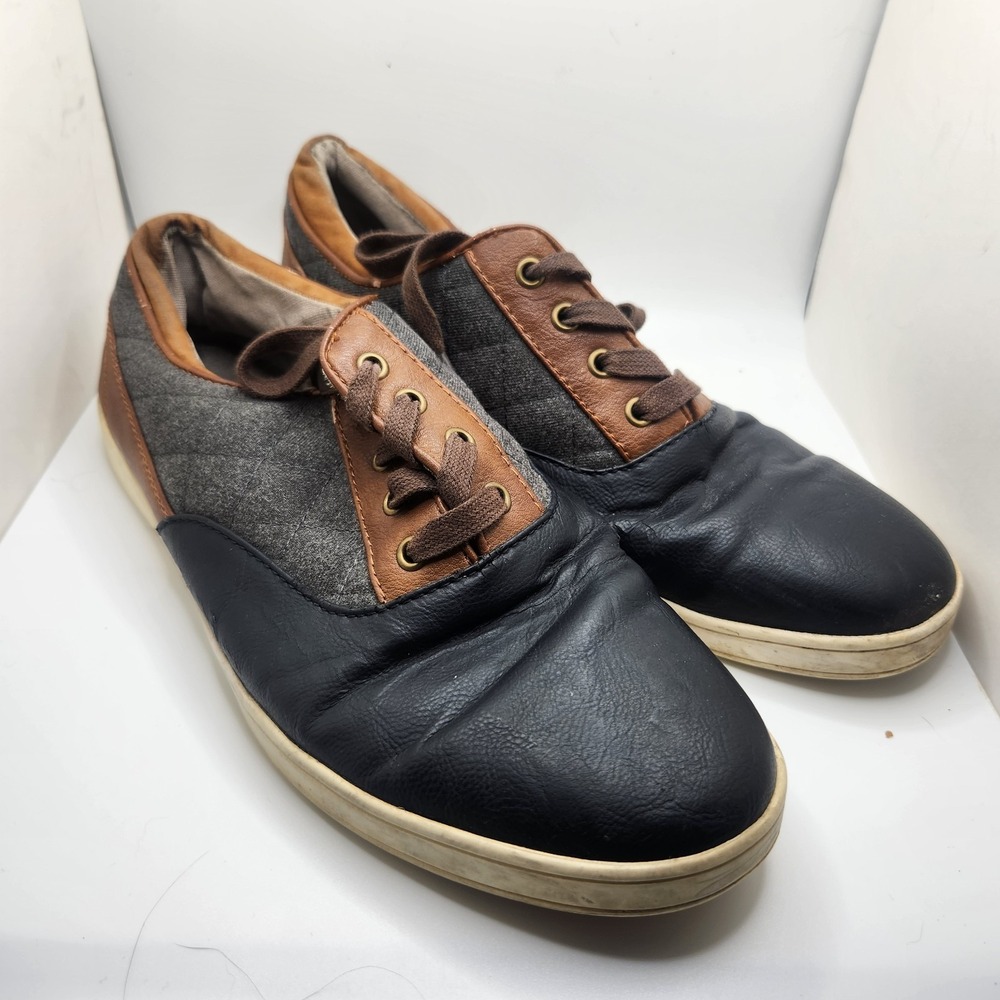 Aldo Auwen Mens Size 8 Sneakers Grey And Brown Casual Low Top Lace Up Leather